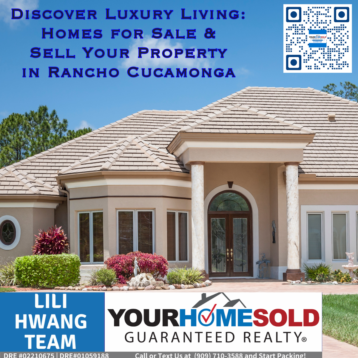 Discover Luxury Living: Homes for Sale & Sell Your Property in Rancho Cucamonga. effectively communicates the opportunity for buyers to discover luxury living through homes for sale while also inviting sellers to consider listing their properties in Rancho Cucamonga. LiLi Hwang Team of Your Home Sold Guaranteed Realty in Rancho Cucamonga can Empowering buyers, and sellers to elevate their lifestyles through proven results!
