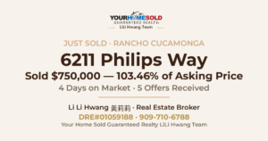Just Sold — 6211 Philips Way, Rancho Cucamonga, CA 91737 — sold for $750,000, 103.46% of asking price, 4 days on market, 5 offers — LiLi Hwang Team